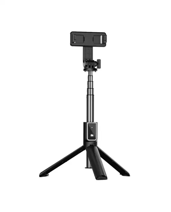 A tripod with a tablet attached to it.